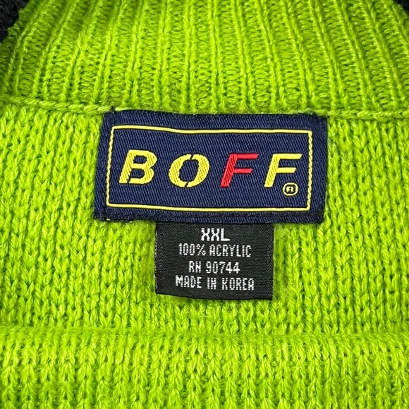 Vintage Boff Knit Sweater Mens XXL Green Streetwear Retro Hip Hop Stripe - Picture 5 of 10